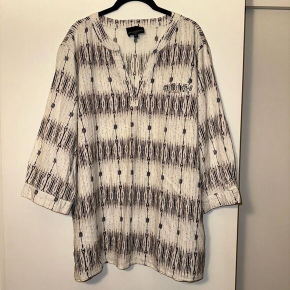 Cynthia Rowley Women’s Linen Blend Neutral Color Blouse Size 3XL - Picture 1 of 12